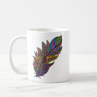 Regenbogen-Mandala-Feder-Boho-Kunst-Tasse Kaffeetasse