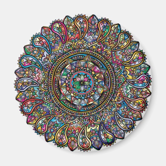 Regenbogen-Mandala-Indisch Magnet (Vorne)