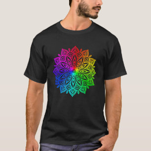 Regenbogen-Mandala-Lotusblume Heilige Geometrie Yo T-Shirt