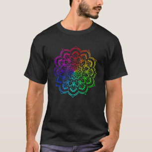 Regenbogen Mandala Lotusblume Heilige Geometrie Yo T-Shirt