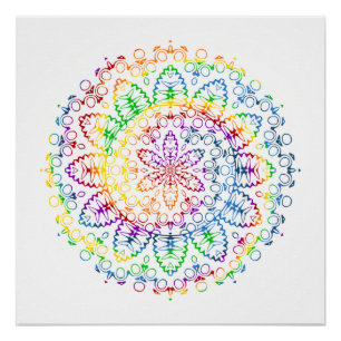 Regenbogen-Mandala-Musterdesign Poster