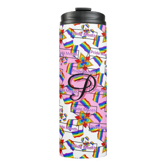 Regenbogen-Mandala-Pride-Monogramm - Lebendige Geo Thermosbecher (Vorderseite)