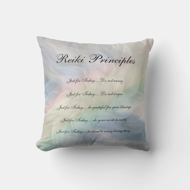 Regenbogen-Mandala Reiki Prinzipien Kissen (Vorderseite)