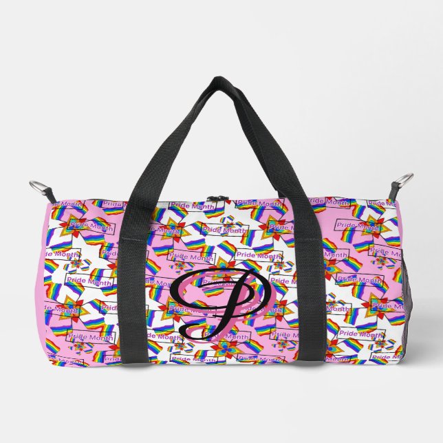 Regenbogen-Mandala-Stolz-Monogramm - Lebendige Geo Duffle Bag (Vorderseite)