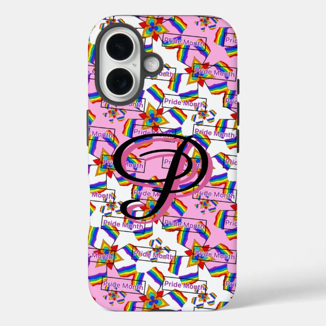 Regenbogen-Mandala-Stolz-Monogramm - Lebendige Geo iPhone 16 Hülle (Rückseite)