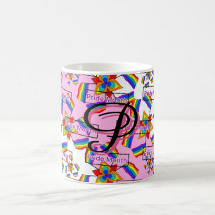 Regenbogen-Mandala-Stolz-Monogramm - Lebendige Geo Kaffeetasse