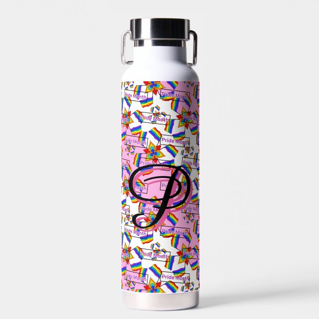 Regenbogen-Mandala-Stolz-Monogramm - Lebendige Geo Trinkflasche (Vorne)