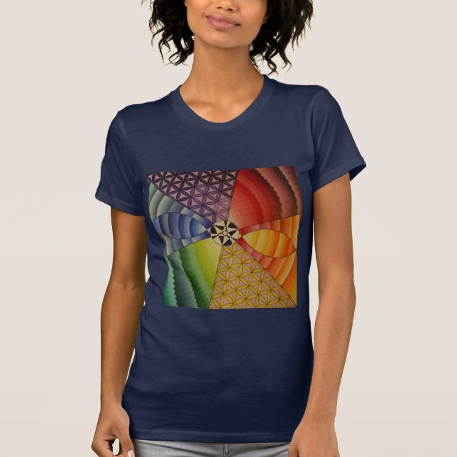 Regenbogen-Mandala T-Shirt (Vorderseite)