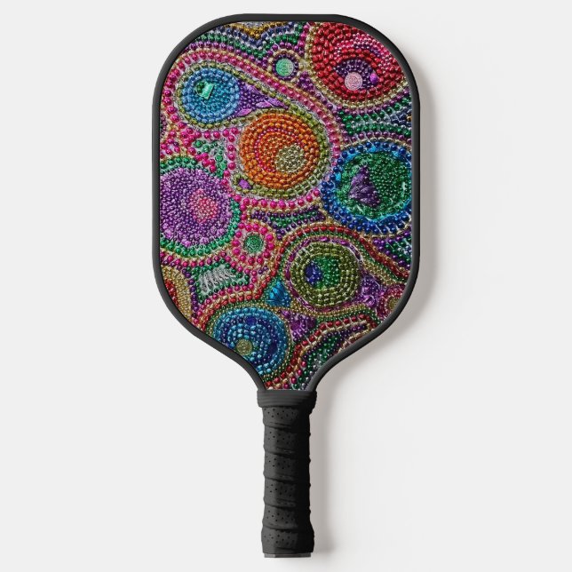Regenbogen-Mardi-Gras-Perlen-Kunst  Pickleball Schläger (Vorderseite)