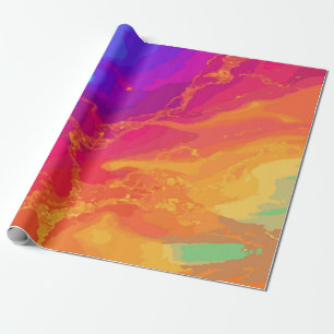 Regenbogen-Marmor-Muster mit goldenen Akzenten – L Geschenkpapier