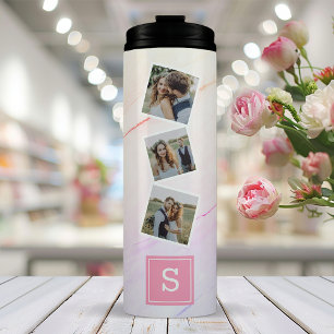 Regenbogen-Marmor-Trendy-Photo-Collage-Monogramm Thermosbecher