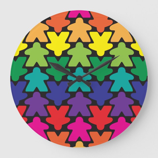 Regenbogen Meeple Uhr (Vorderseite)