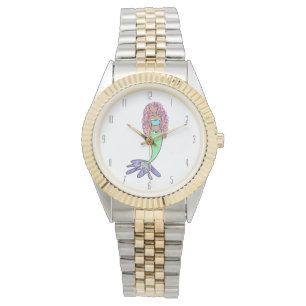 Regenbogen Meerjungfrau rosa lila grünes Schwarz, Armbanduhr