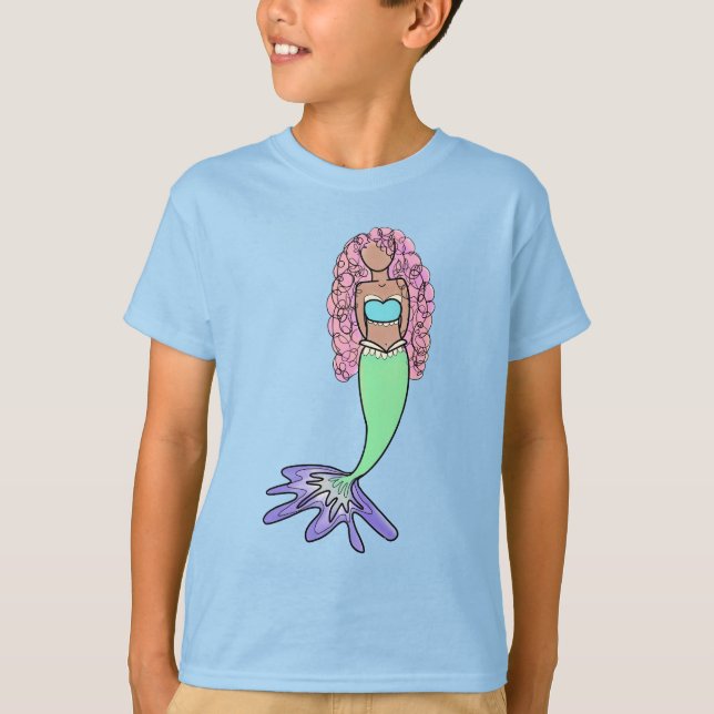 Regenbogen Meerjungfrau rosa lila grünes Schwarz,  T-Shirt (Vorderseite)