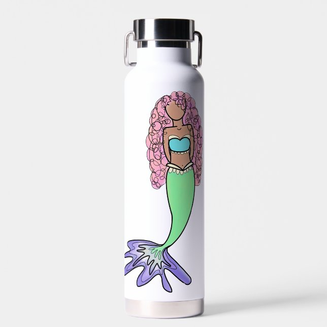 Regenbogen Meerjungfrau rosa lila grünes Schwarz,  Trinkflasche (Vorne)