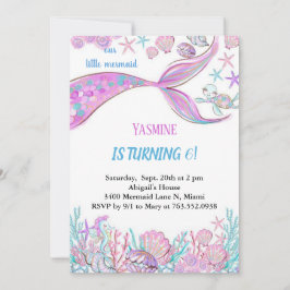 Regenbogen-Meerjungfrau unter der Einladung zum Me