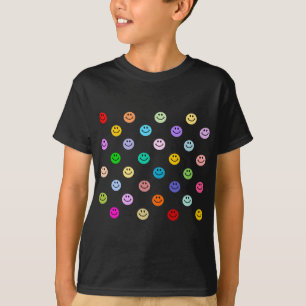 Regenbogen-Mehrfarbengesichts-Muster T-Shirt