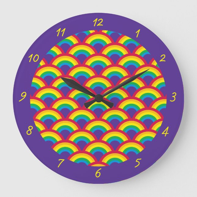 Regenbogen-Mermaid-Scanner Acrylmauer-Uhr Große Wanduhr (Vorderseite)