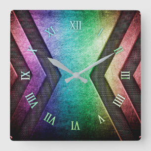 Regenbogen-Metallentwurfs-Wanduhr Quadratische Wanduhr