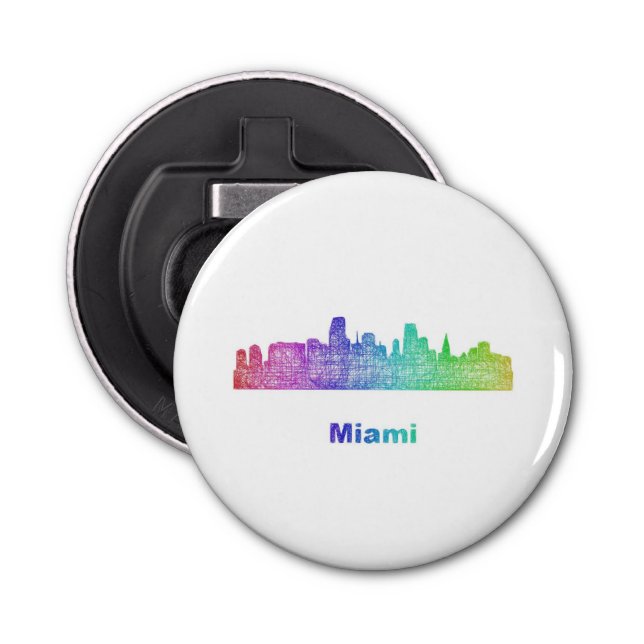 Regenbogen-Miami-Skyline Flaschenöffner (Vorderseite)