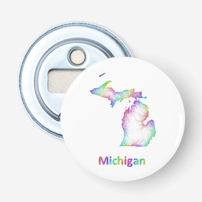Regenbogen-Michigan-Karte Flaschenöffner (Vorderseite)