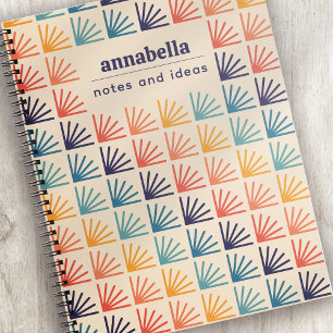 Regenbogen-Mid-Century-Modern-Pattern-Monogramm Notizbuch