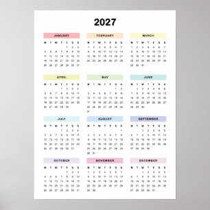 Regenbogen-Minimalist-2027-Kalenderposter Poster