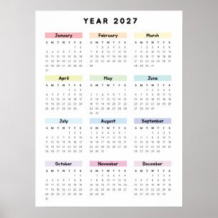 Regenbogen-Minimalist-2027-Kalenderposter Poster