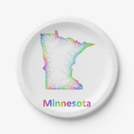Regenbogen-Minnesota-Karte Pappteller