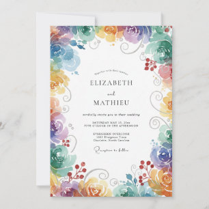 Regenbogen-Mischblüten-Hochzeit Einladung