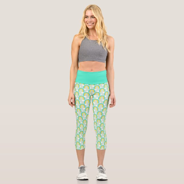 Regenbogen mit blauer Wolke Capri Leggings (Vorderseite)
