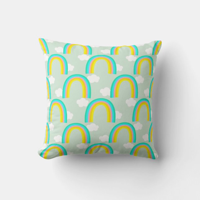 Regenbogen mit blauer Wolke Kissen (Vorderseite)