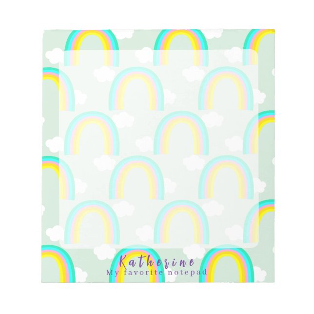 Regenbogen mit blauer Wolke Notizblock (Vorderseite)