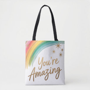 Regenbogen mit goldenem Glitter und "Du bist großa Tasche