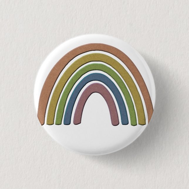 Regenbogen mit Imitaten Rustikale Papiertextur Button (Vorderseite)