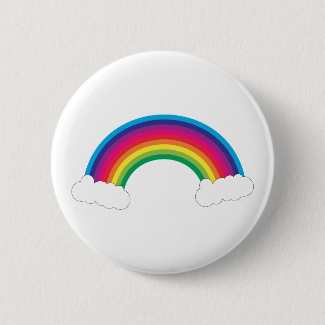 Regenbogen mit Niedlichen Weißwolken Button (Vorderseite)