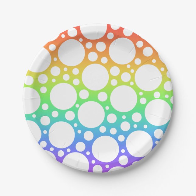 Regenbogen mit Polka Dots Paper Plate Pappteller (Vorderseite)