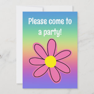Regenbogen mit rosa Blume Einladung