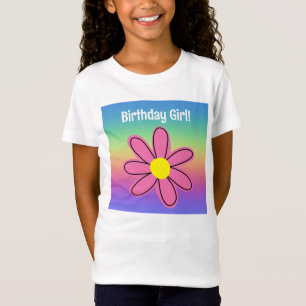 Regenbogen mit rosa Blume Geburtstagskind T-Shirt