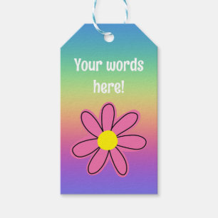 Regenbogen mit rosa Blume Personalisiert Geschenkanhänger