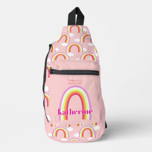 Regenbogen mit rosa Wolke Crossbody Bag