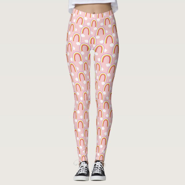 Regenbogen mit rosa Wolke Leggings (Vorderseite)