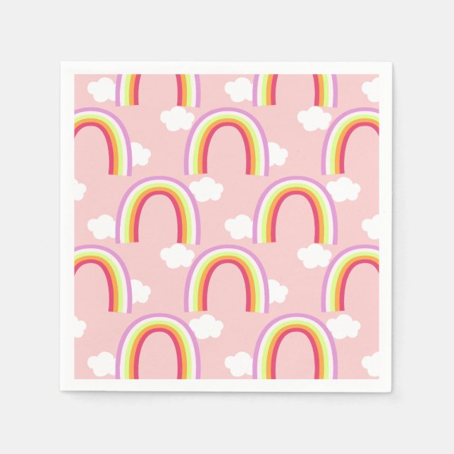 Regenbogen mit rosa Wolke Serviette (Vorderseite)