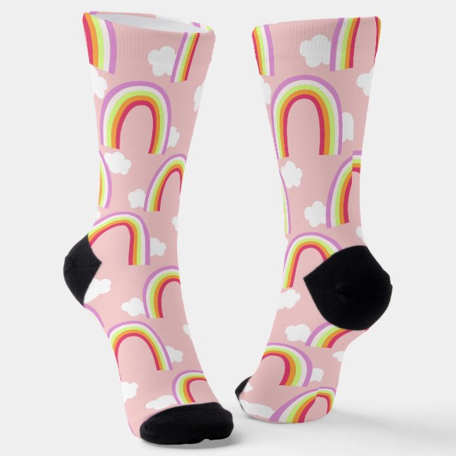 Regenbogen mit rosa Wolke Socken (Gewinkelt)