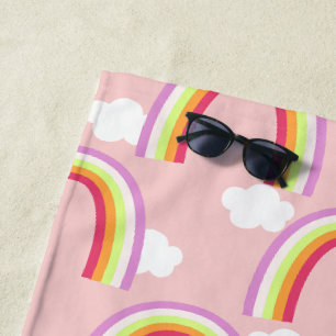 Regenbogen mit rosa Wolke Strandtuch