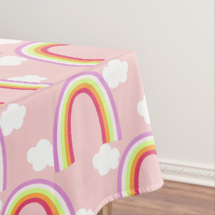 Regenbogen mit rosa Wolke Tischdecke