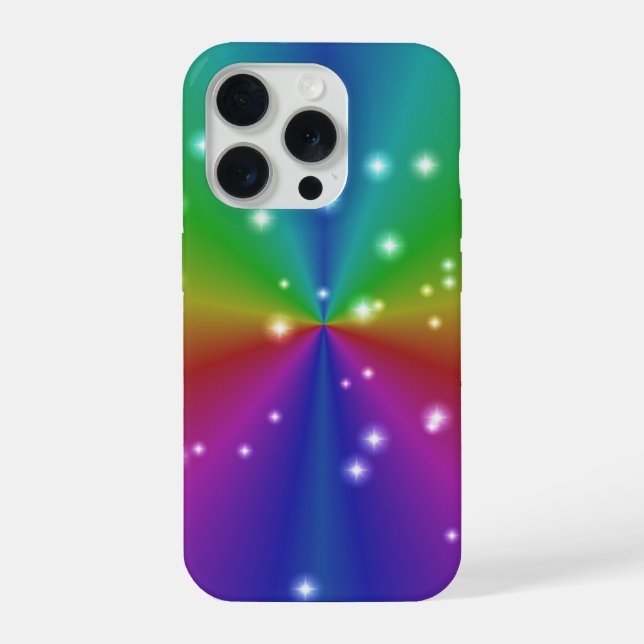 Regenbogen mit Sternen iPhone 15 Pro Hülle (Rückseite)