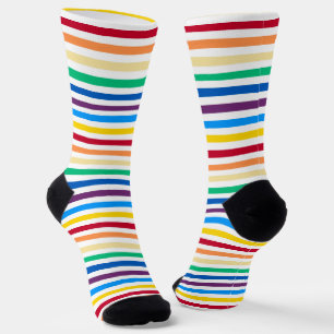 Regenbogen mit weißen Streifen farbig Socken
