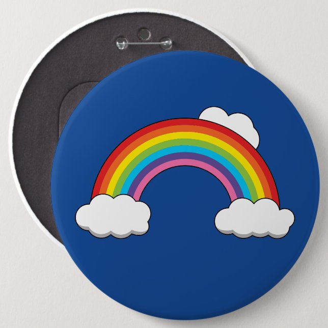 Regenbogen mit weißen Wolken Button (Vorne & Hinten)