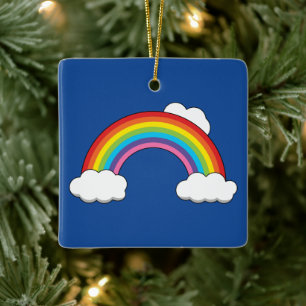 Regenbogen mit weißen Wolken Keramikornament